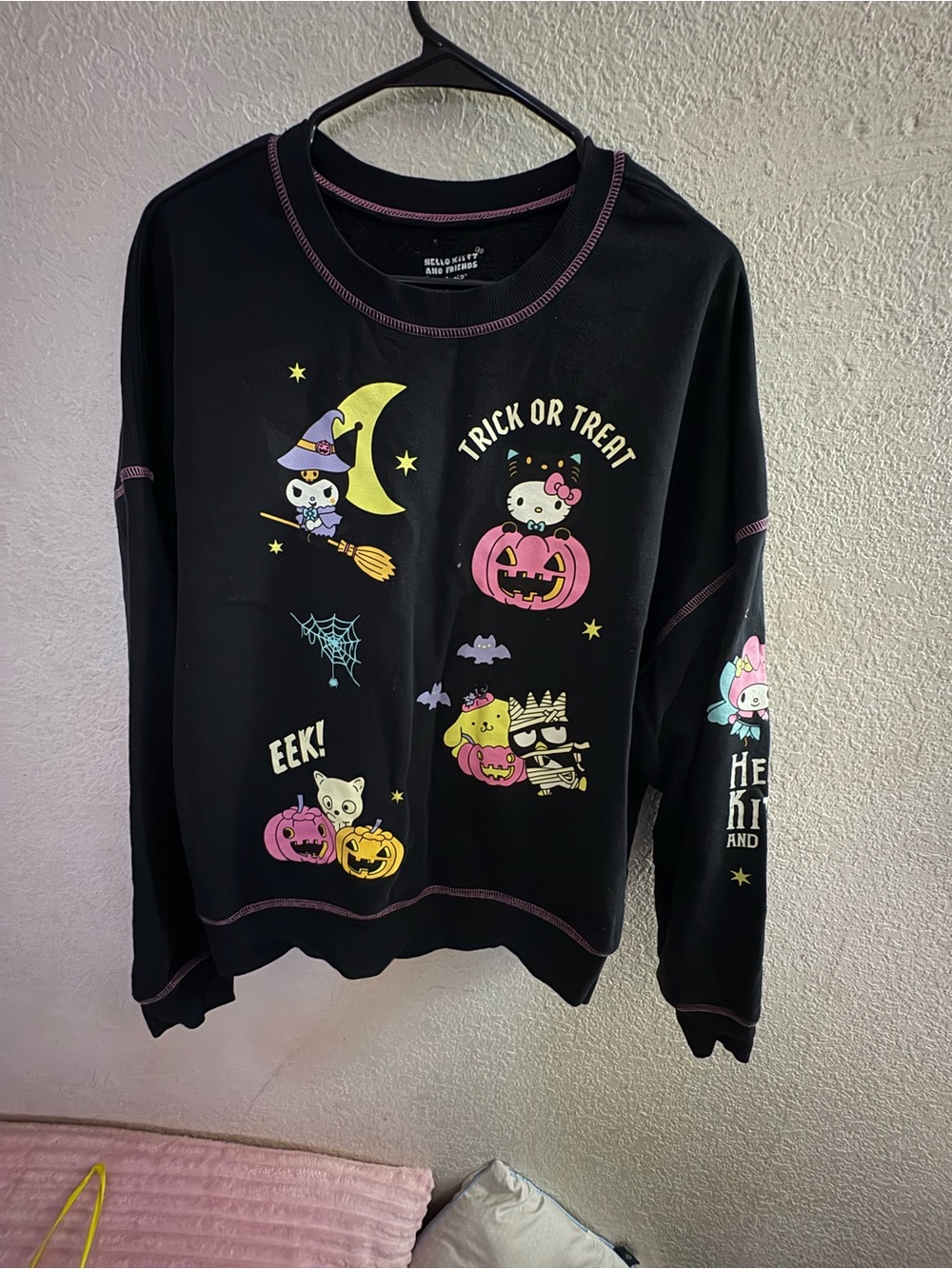 Hello Kitty Black Halloween Graphic Long-Sleeve Top
